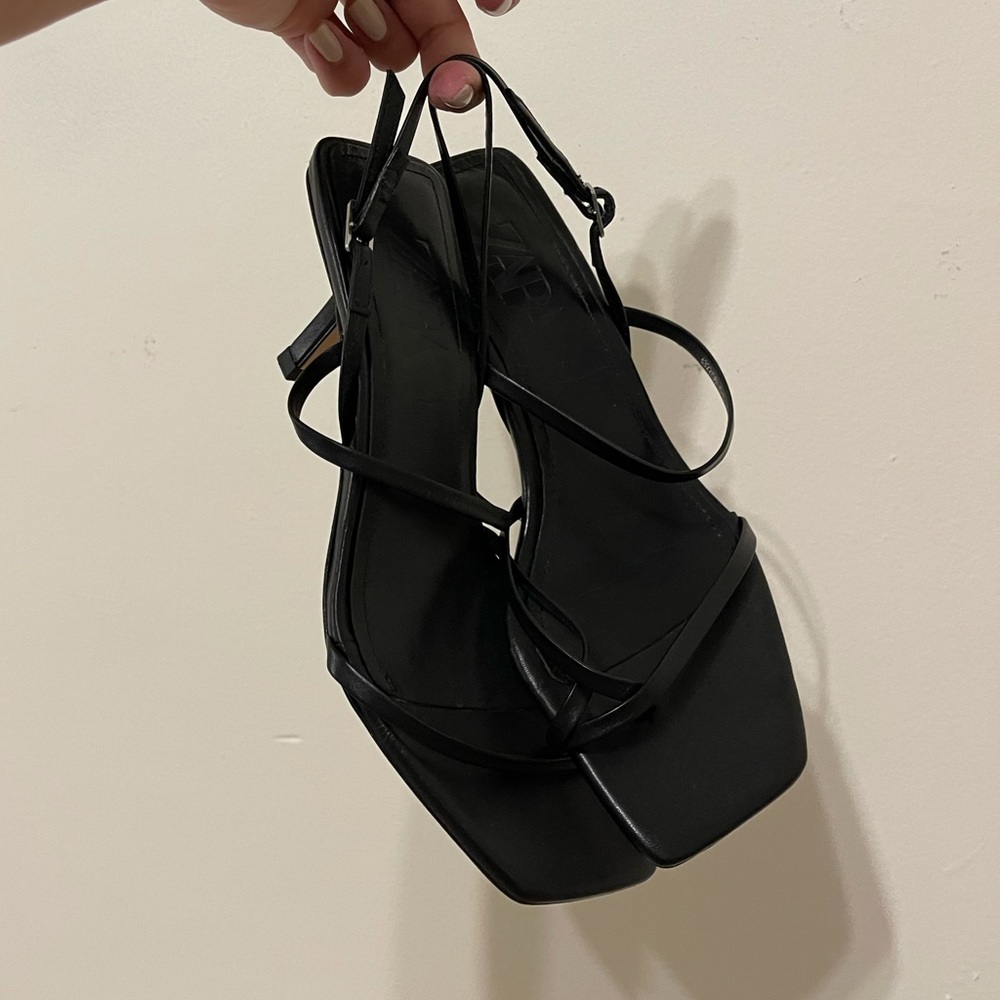 Strappy Black Kitten Heel Sandals